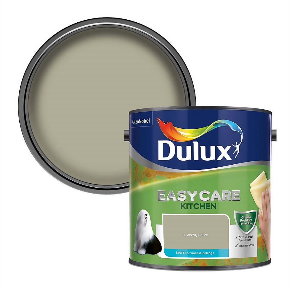 Dulux Easycare Kitchen Matt Emulsion Paint Overtly Olive 2.5L Homebase
