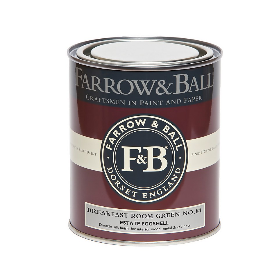 Farrow & Ball Estate Eggshell Paint Breakfast Room Green No.81 - 750ml