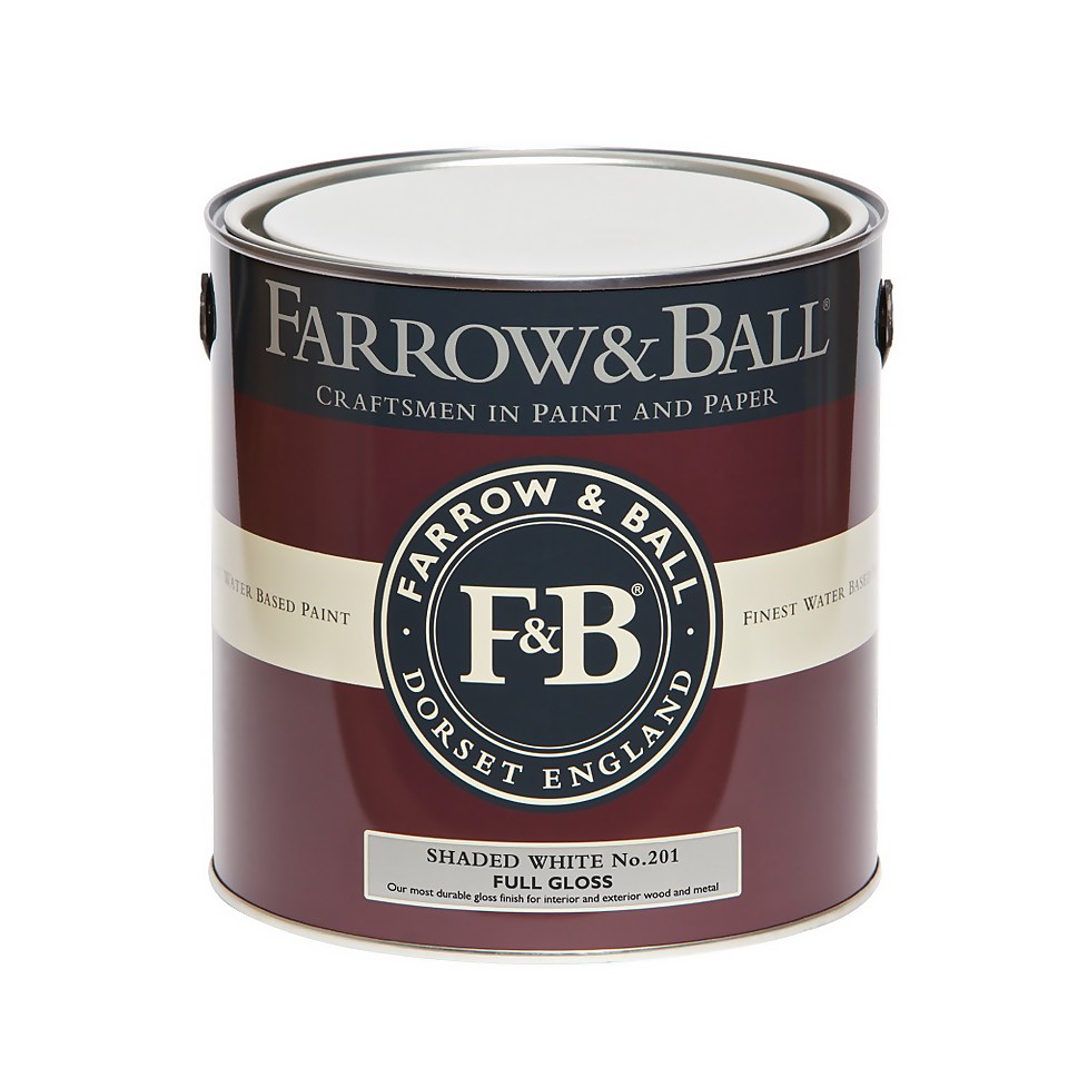Farrow & Ball Full Gloss Paint Shaded White No.201 - 2.5L