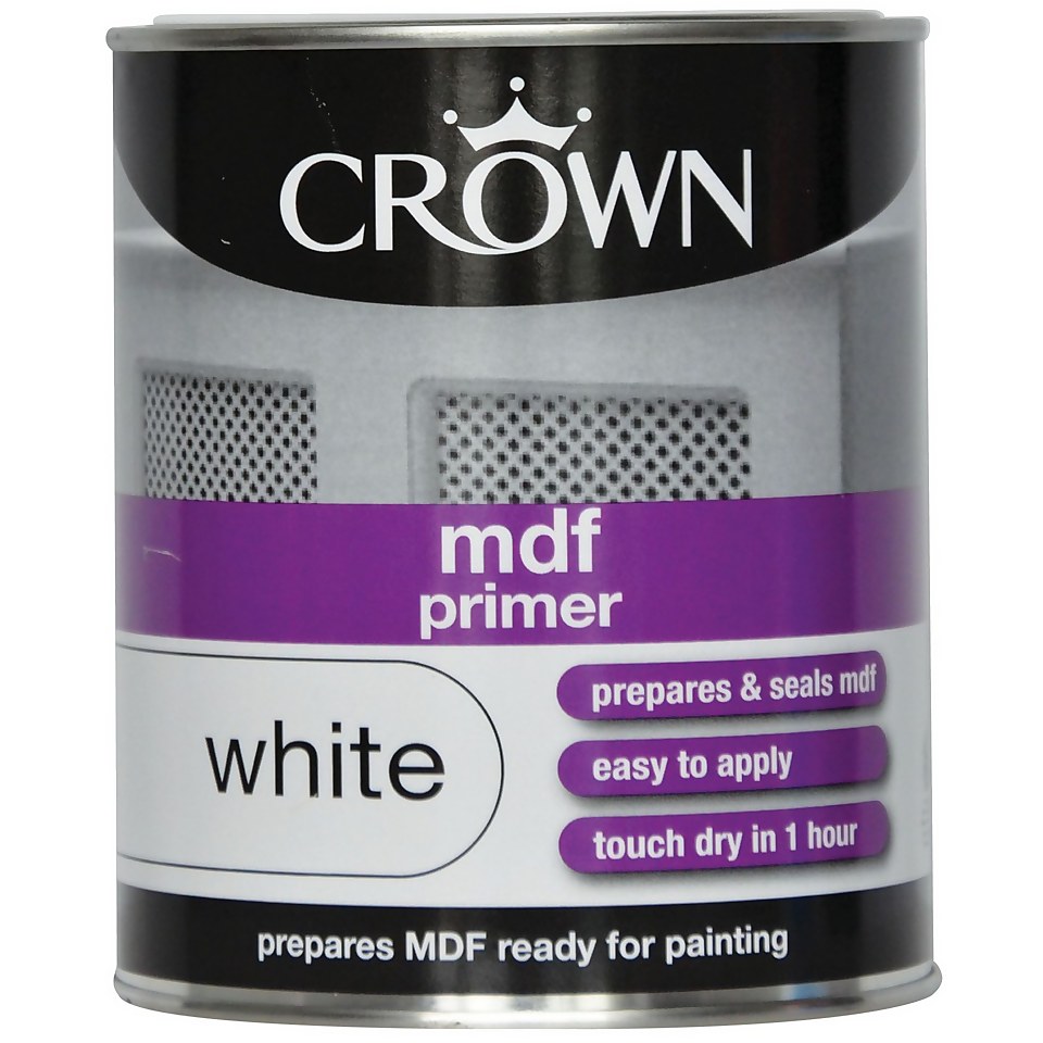 Crown MDF Primer Pure Brilliant White - 750ml