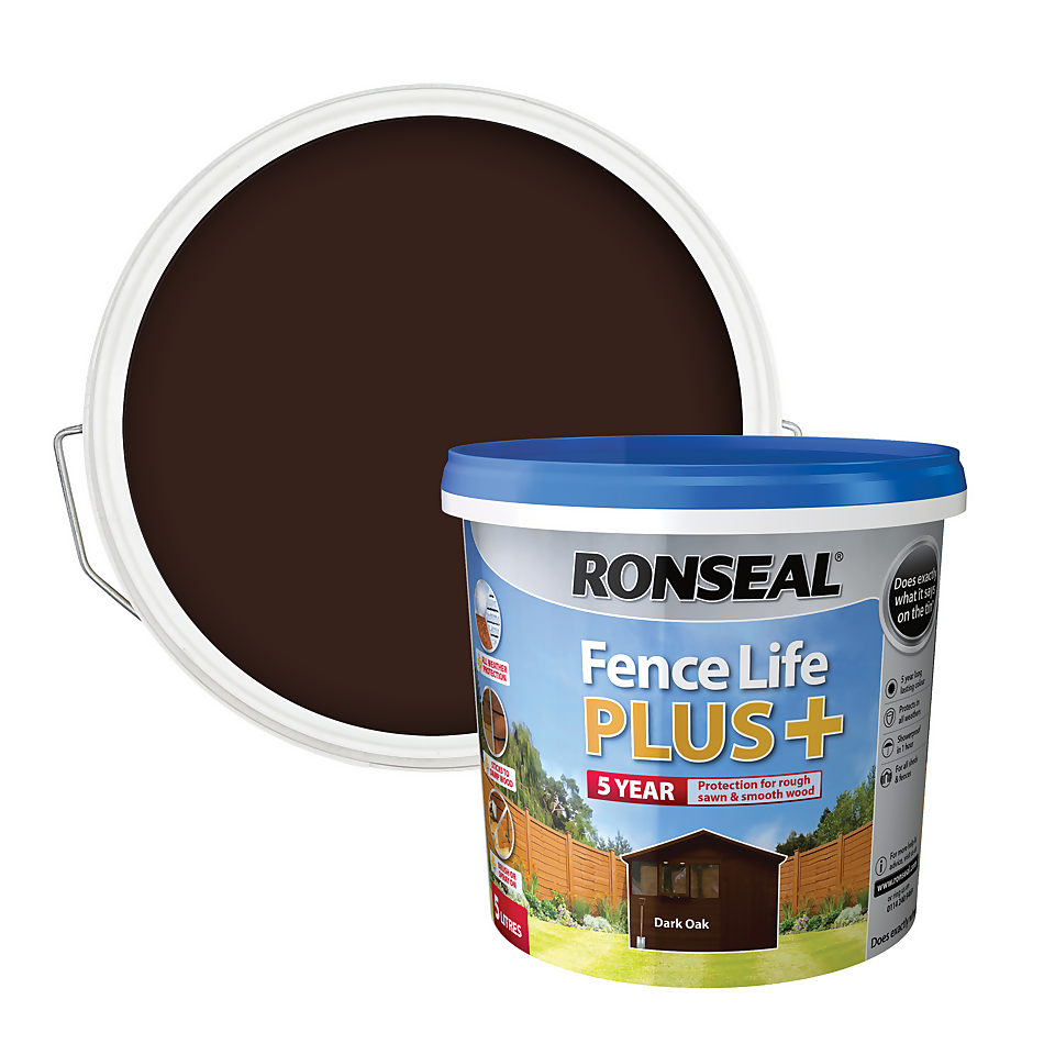 Ronseal Fence Life Plus Paint Dark Oak - 5L
