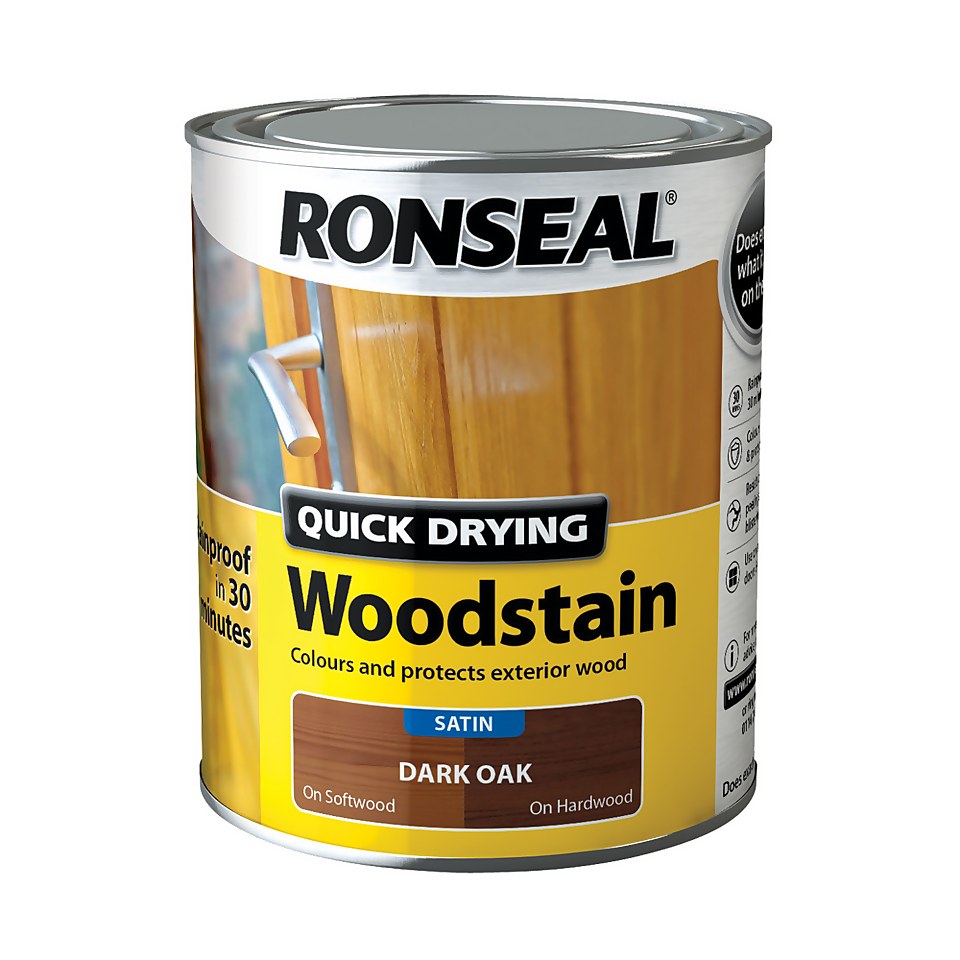 Ronseal Quick Drying Woodstain Dark Oak Satin - 750ml