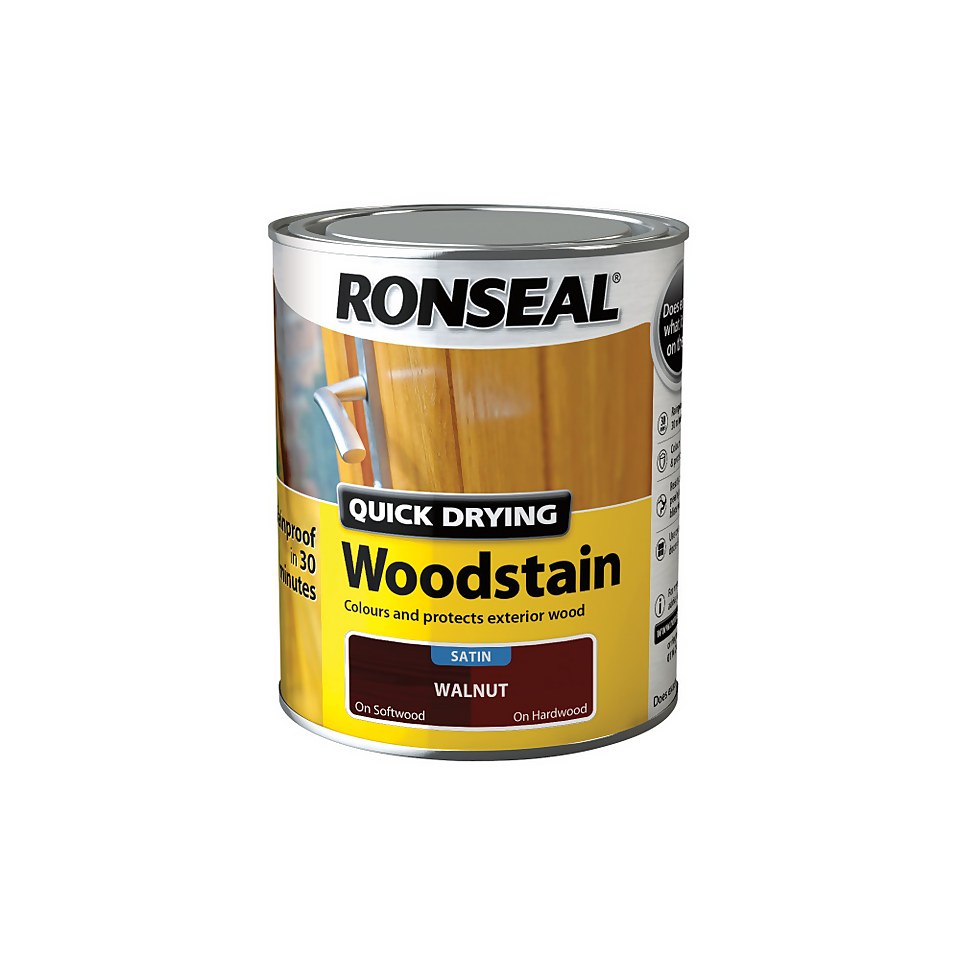 Ronseal Quick Drying Woodstain Walnut Satin - 750ml