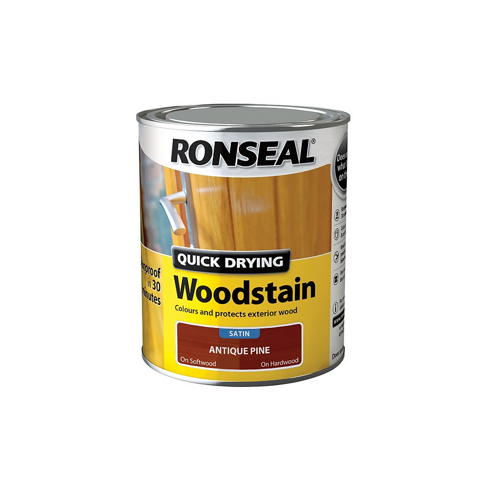 Ronseal Quick Drying Woodstain Antique Pine Satin - 750ml