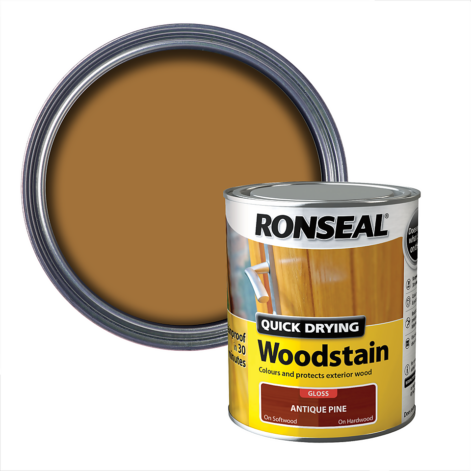 Ronseal Quick Drying Woodstain Antique Pine Satin - 750ml