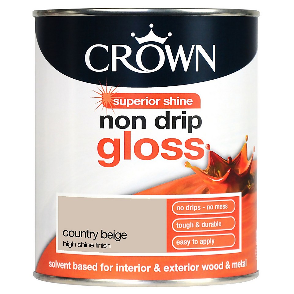 Crown Non Drip Gloss Paint Country Beige - 750ml