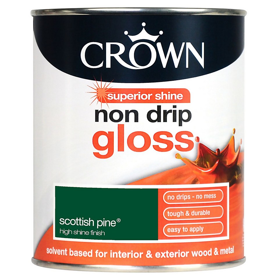 Crown Non Drip Gloss Paint Scottish Pine - 750ml