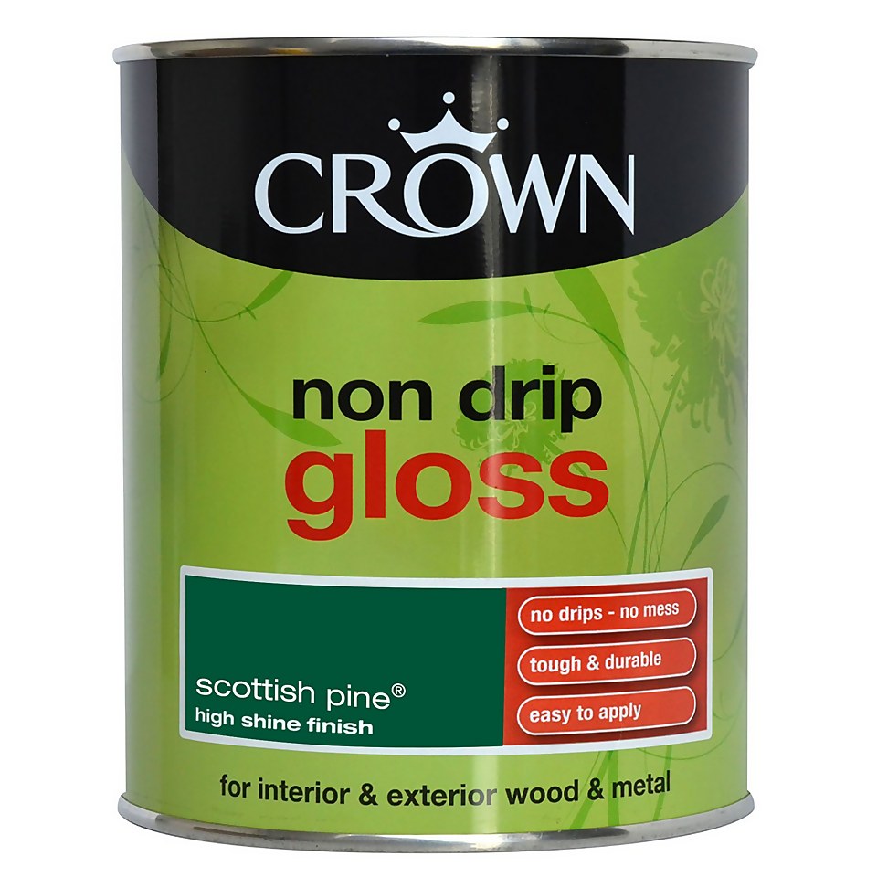 Crown Non Drip Gloss Paint Scottish Pine - 750ml