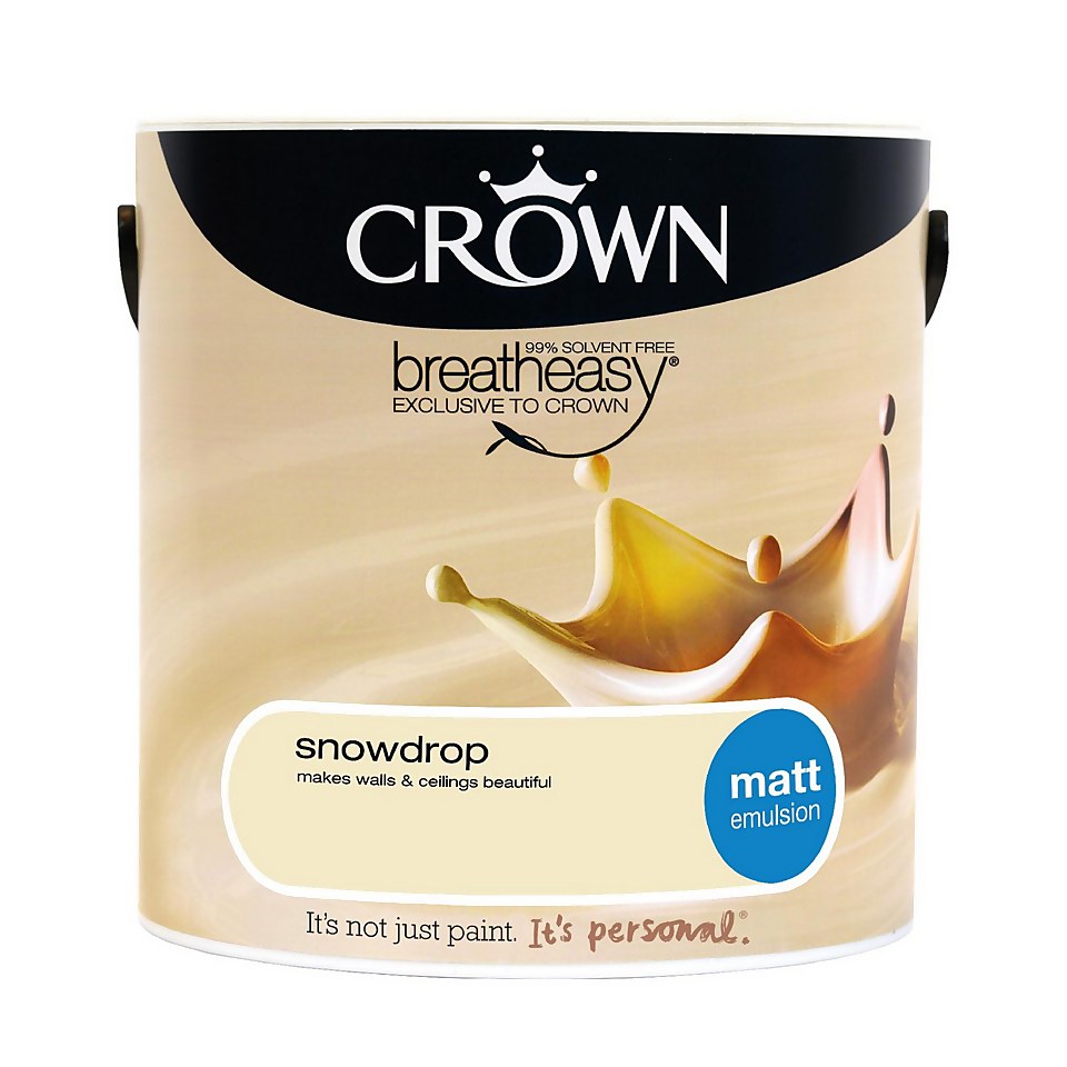 Crown Breatheasy Snowdrop Matt Emulsion Paint - 2.5L