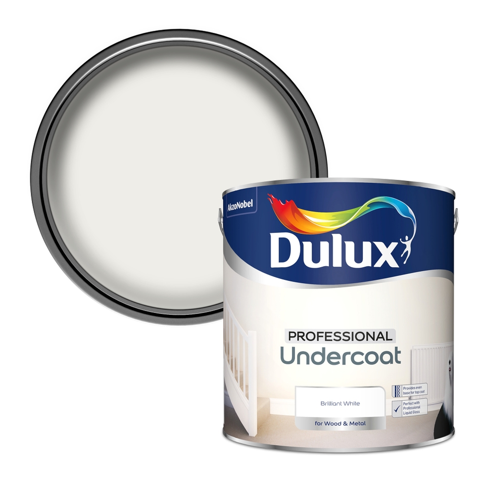 Dulux Professional Undercoat Paint Pure Brilliant White 2.5L Homebase