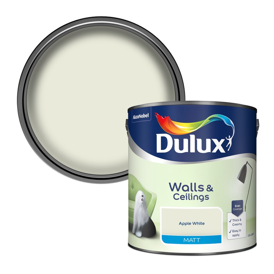 Dulux Matt Emulsion Paint Apple White - 2.5L | Homebase