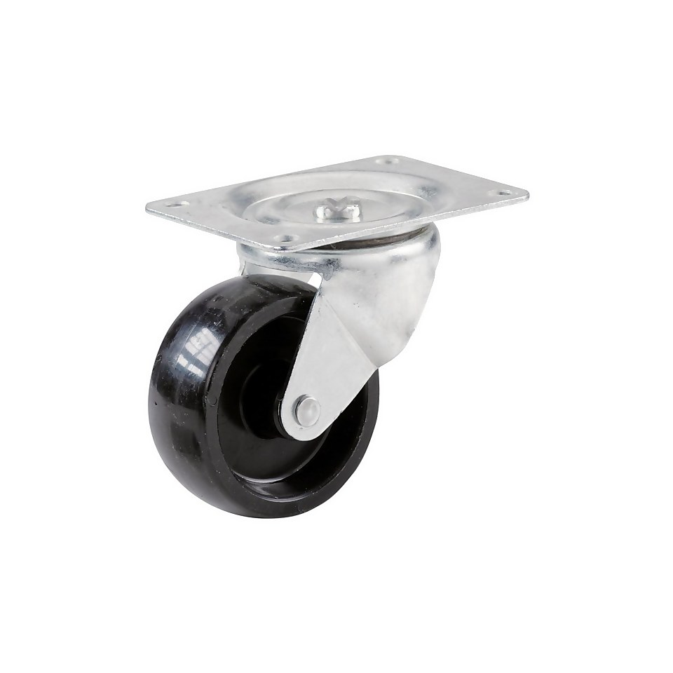 Single Wheel Castors with Plate Fitting - 4 Pack