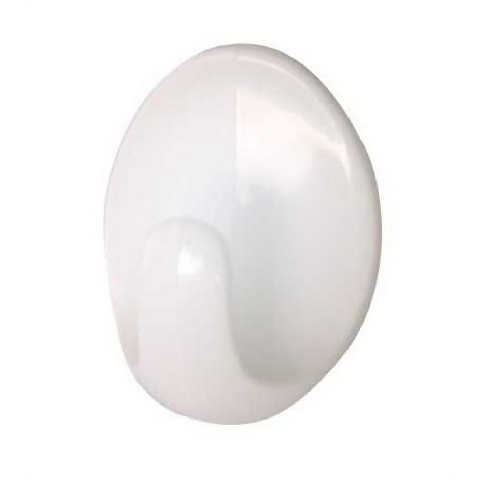 Large Oval Self-Adhesive Hook White - 2 Pack