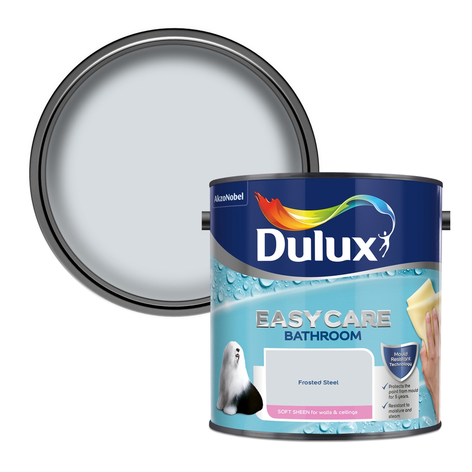 Dulux Easycare Bathroom Soft Sheen Emulsion Paint Frosted Steel - 2.5L ...