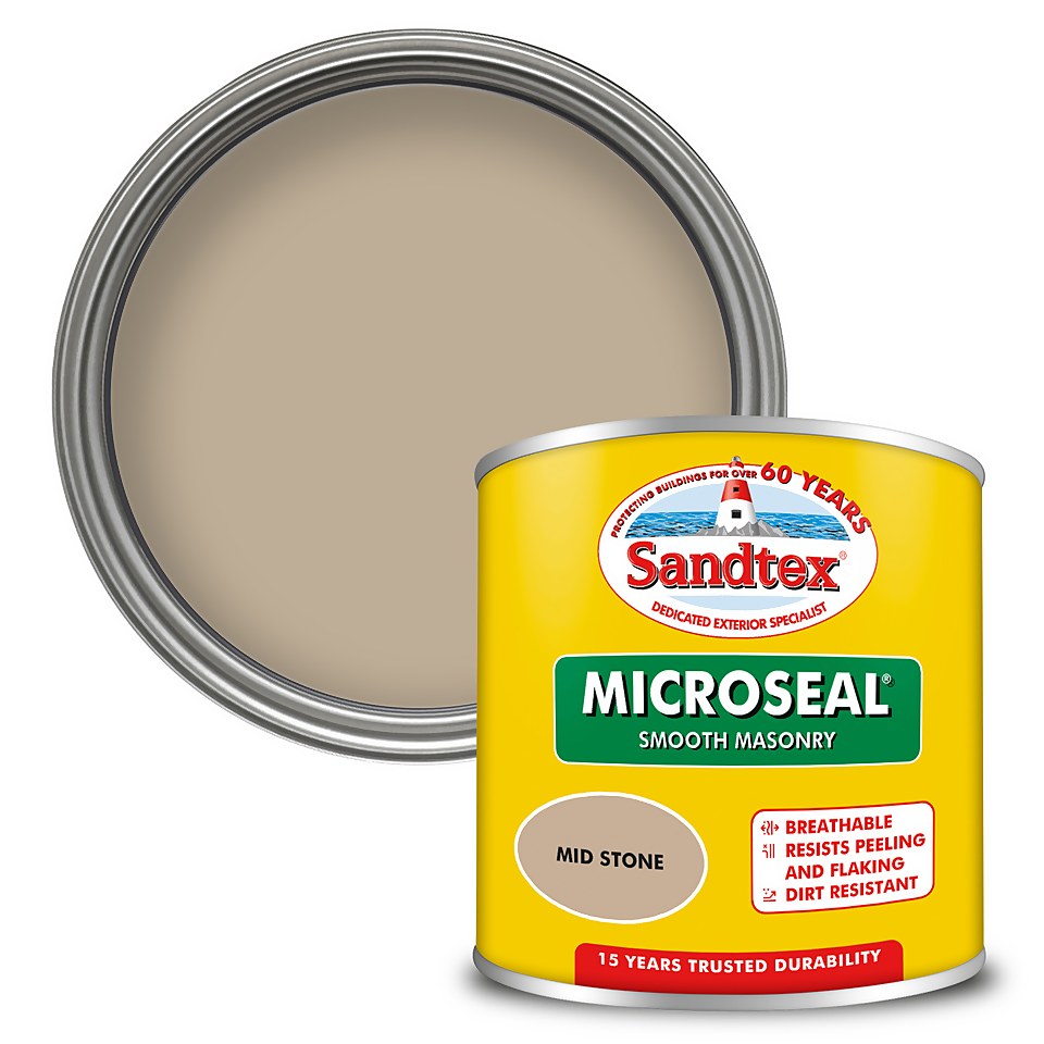 Sandtex Microseal Smooth Masonry Paint Mid Stone - 150ml