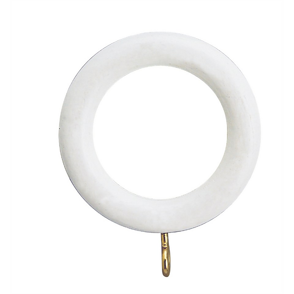 White Wood 6 pack of Curtain Rings
