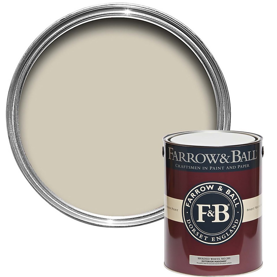Farrow & Ball Exterior Masonry Paint Shaded White No.201 - 5L