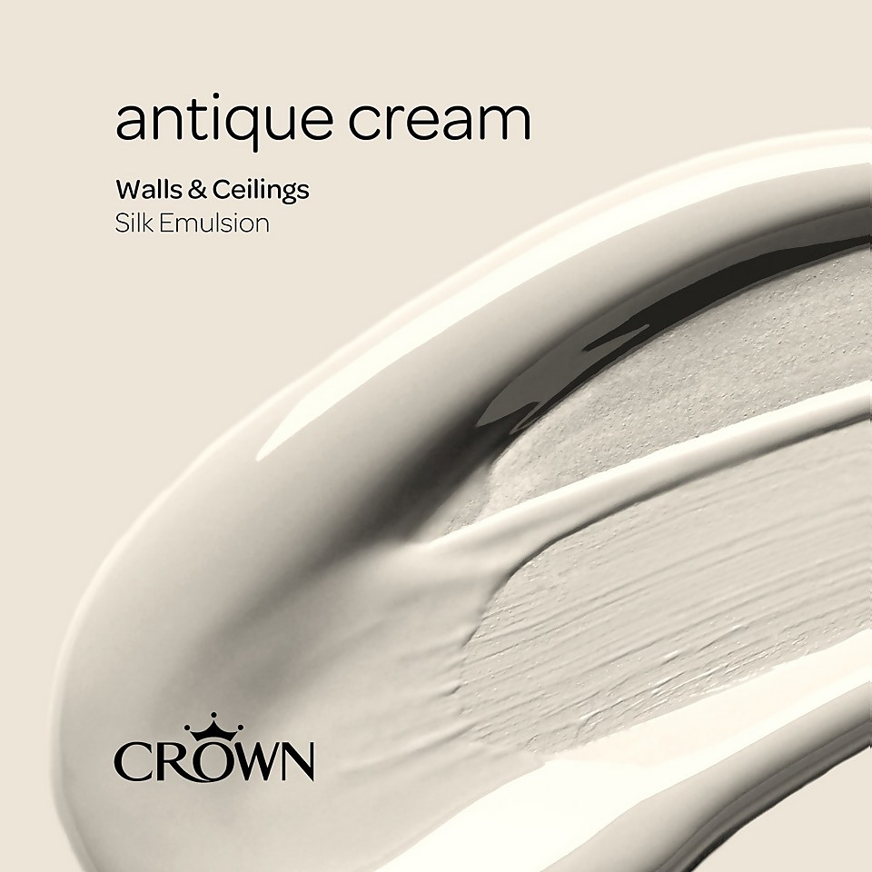 Crown Walls & Ceilings Silk Emulsion Paint Antique Cream - 5L