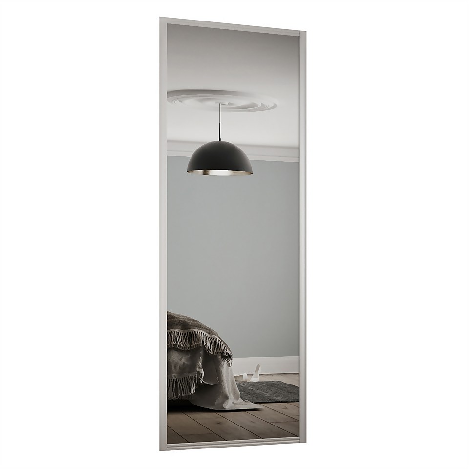 Ellipse Sliding Wardrobe Door 1 Panel Mirror with Aluminium Frame (W)762mm