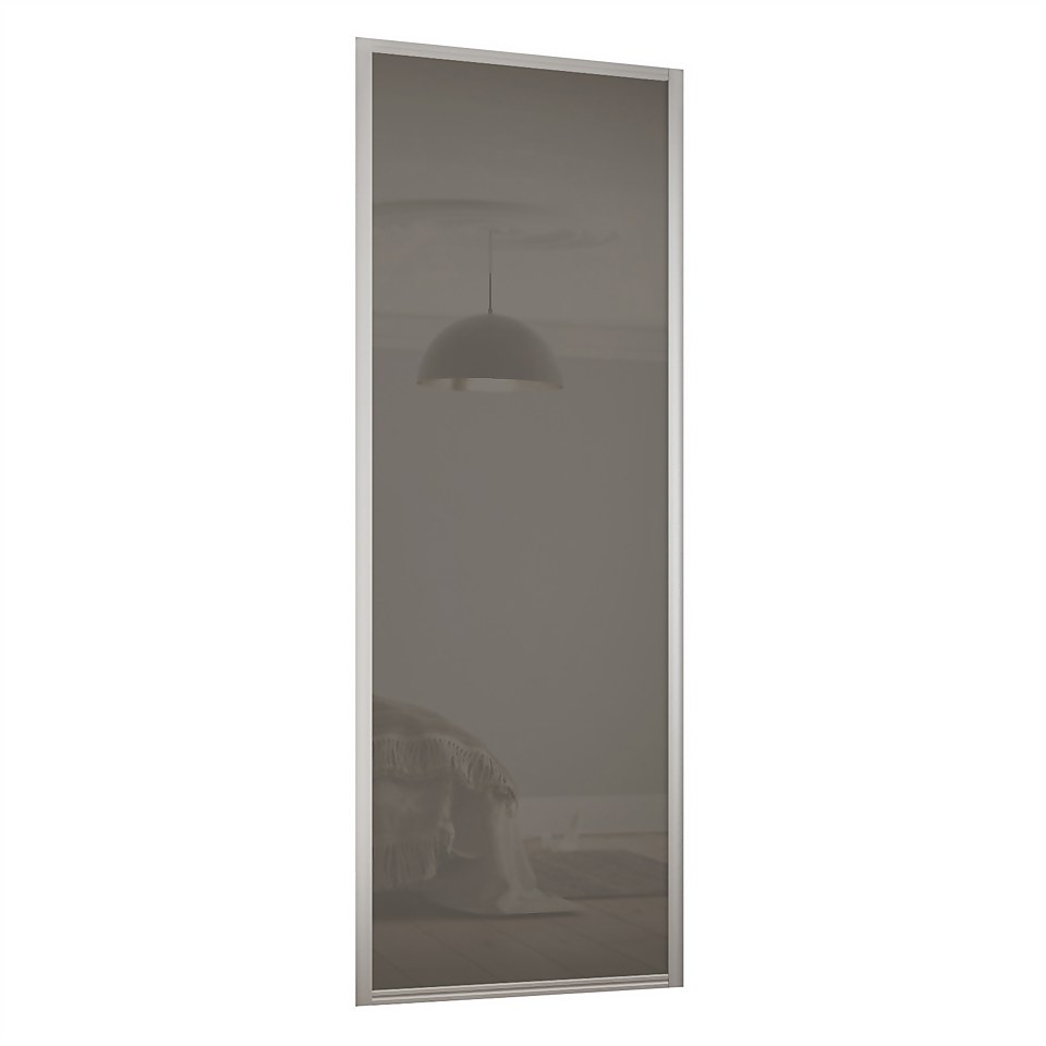 Ellipse Sliding Wardrobe Door 1 Panel Cappuccino Glass with Aluminium Frame (W)762mm