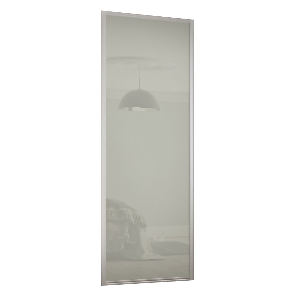 Ellipse Sliding Wardrobe Door 1 Panel Arctic White Glass with Aluminium Frame (W)914mm
