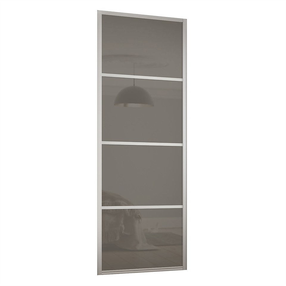 Ellipse Sliding Wardrobe Door 4 Panel Cappuccino Glass with Aluminium Frame (W)610mm