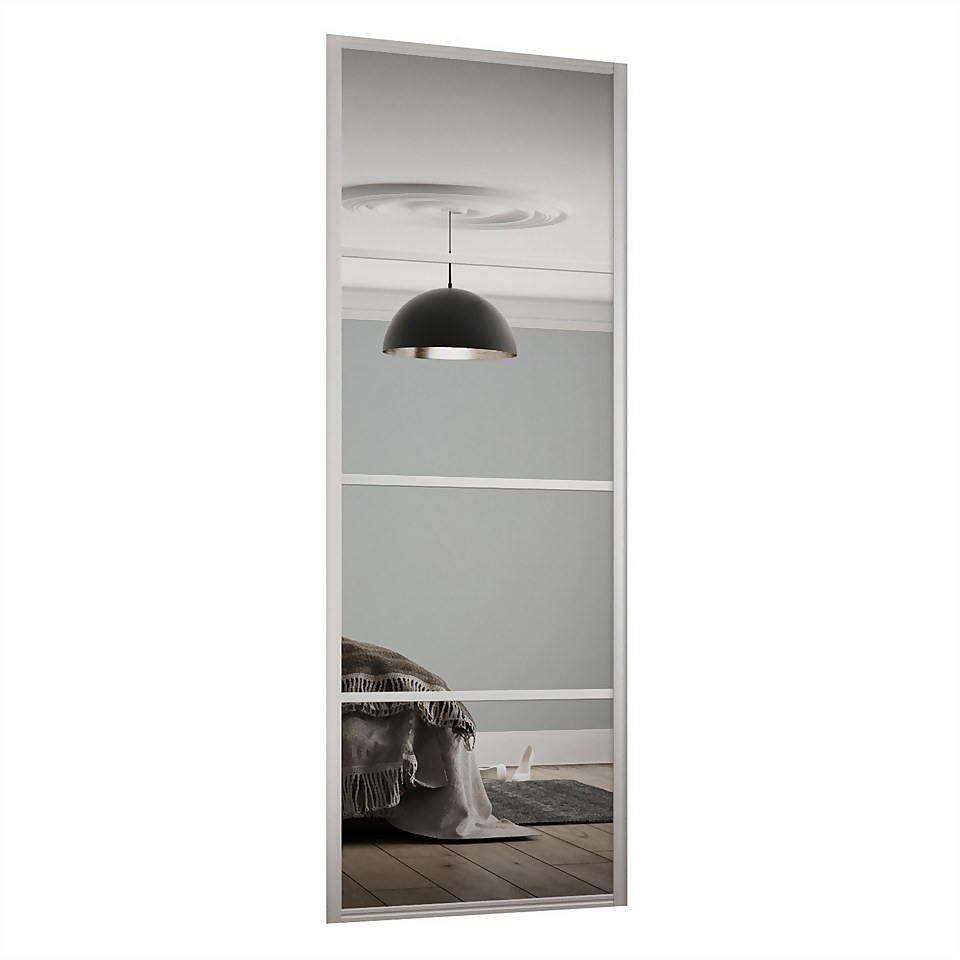 Ellipse Sliding Wardrobe Door 4 Panel Mirror with Aluminium Frame (W)610mm
