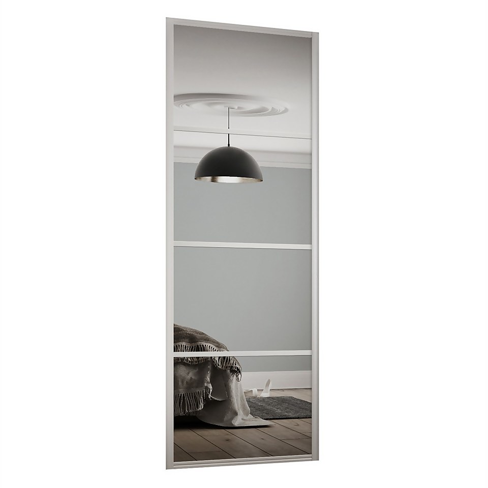 Ellipse Sliding Wardrobe Door 4 Panel Mirror with Aluminium Frame (W)762mm