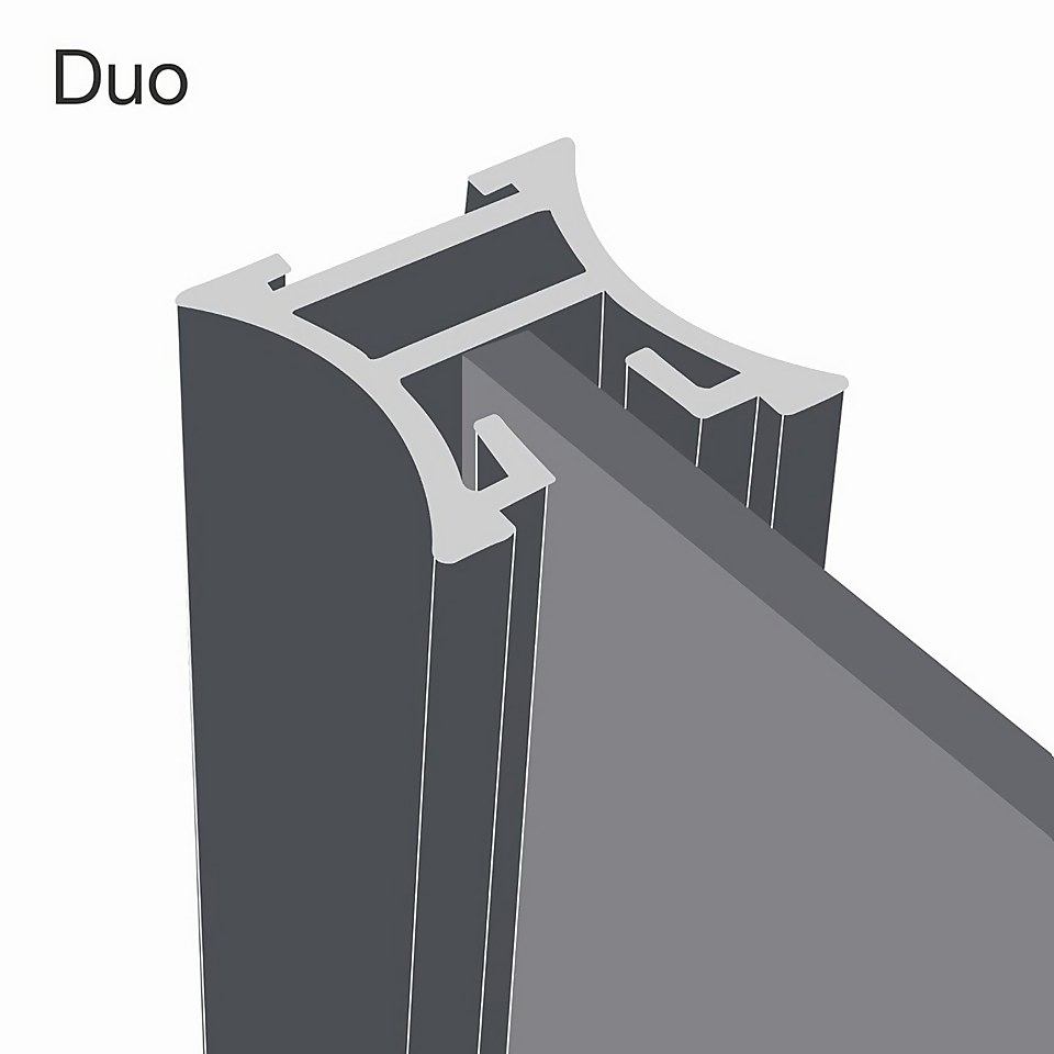 Duo Sliding Wardrobe Door Arctic White Glass with Aluminium Frame (W)610mm