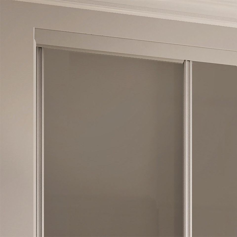 Duo Sliding Wardrobe Door Cappuccino Glass / Arctic White with Aluminium Frame (W)610mm