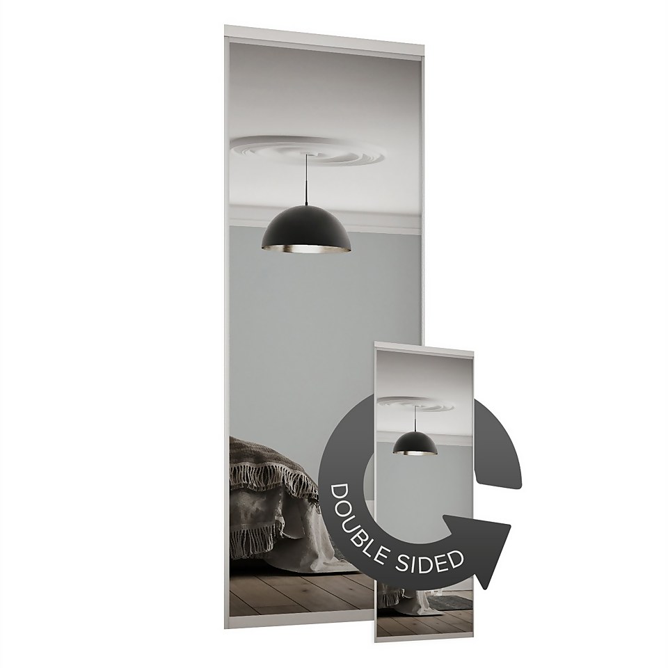 Duo Sliding Wardrobe Door Mirror with Aluminium Frame (W)762mm