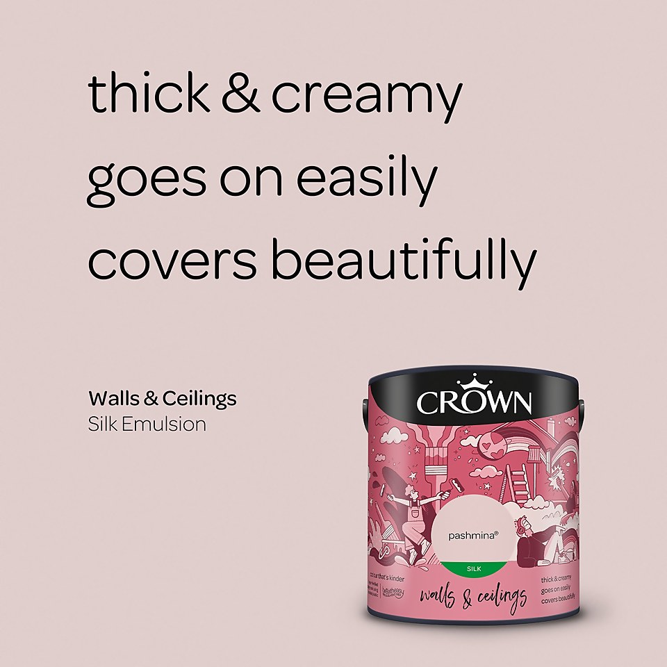 Crown Walls & Ceilings Silk Emulsion Paint Pashmina - 2.5L