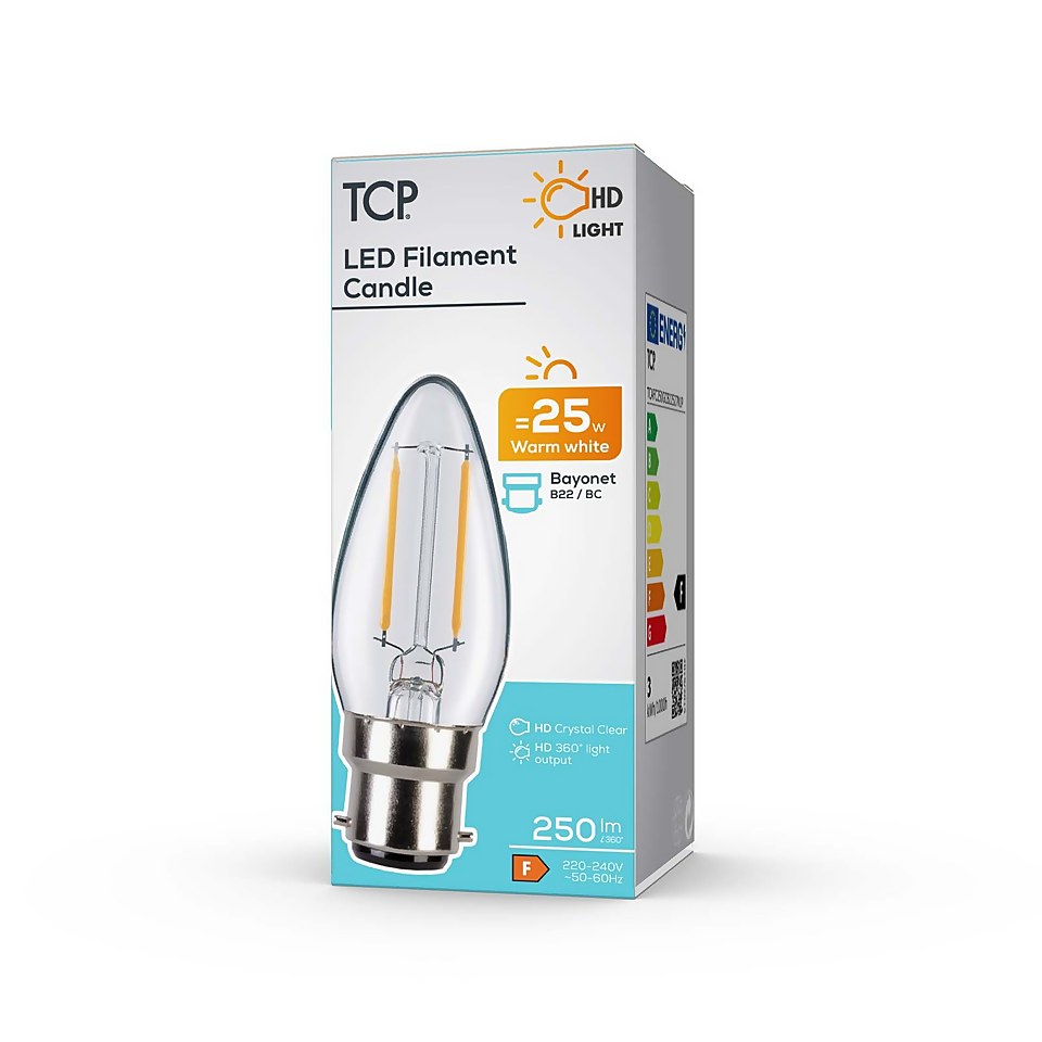 LED Filament Candle BC 2.5W Light Bulb