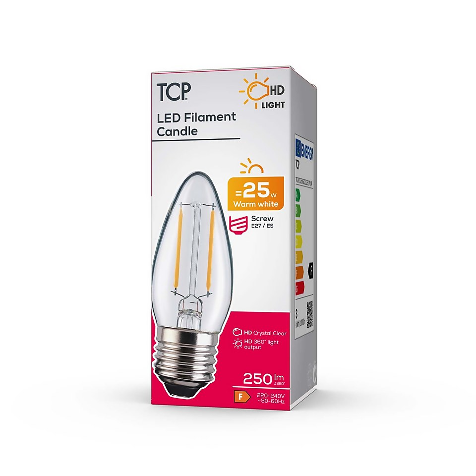 LED Filament Candle 3W E27 Clear Light Bulb