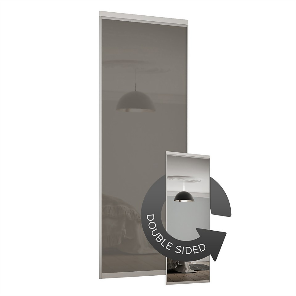 Duo Sliding Wardrobe Door Cappuccino Glass / Mirror with Aluminium Frame (W)762mm