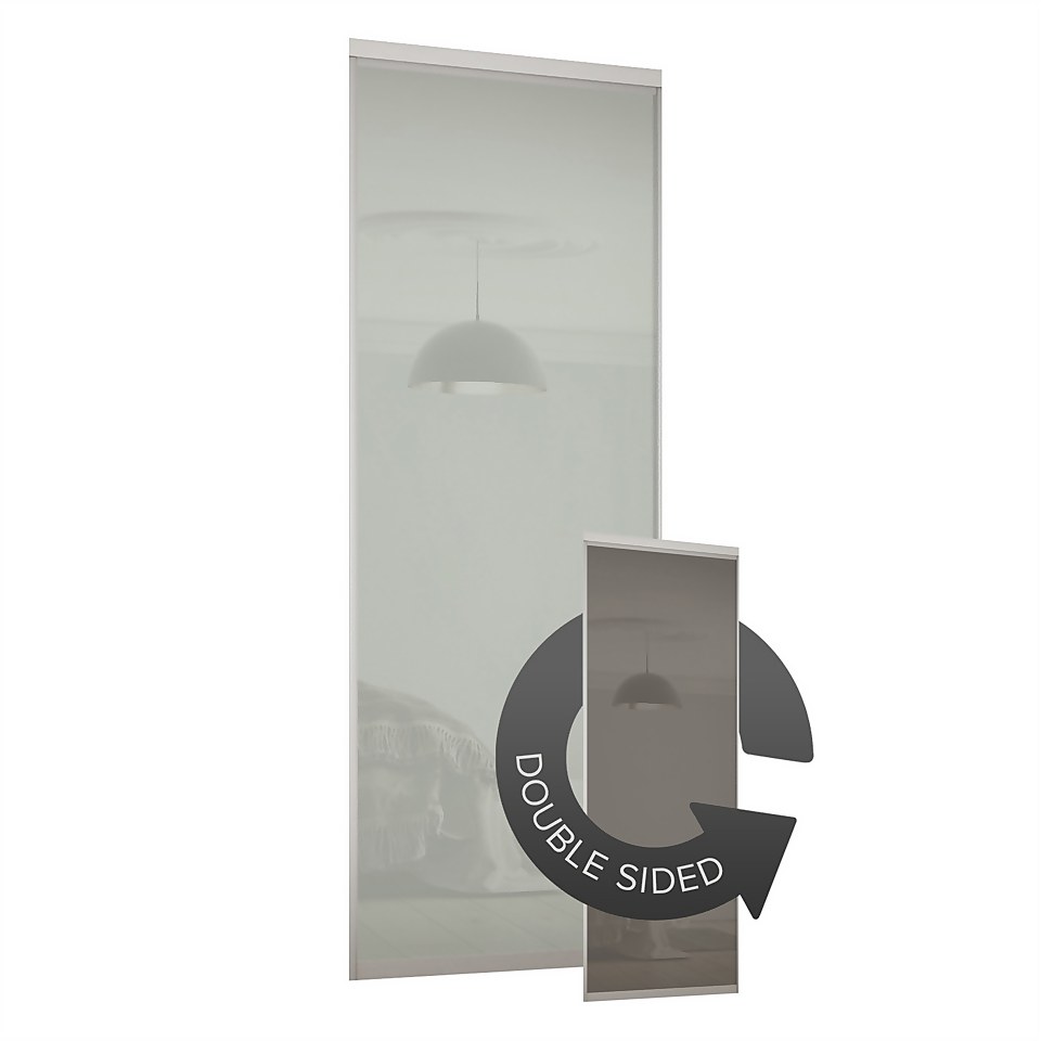 Duo Sliding Wardrobe Door Cappuccino Glass / Arctic White with Aluminium Frame (W)762m