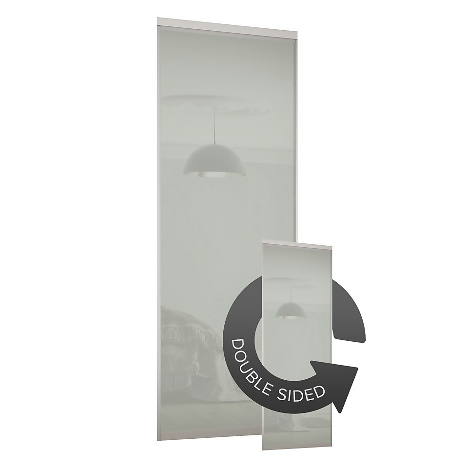 Duo Sliding Wardrobe Door Arctic White Glass with Aluminium Frame (W)914mm