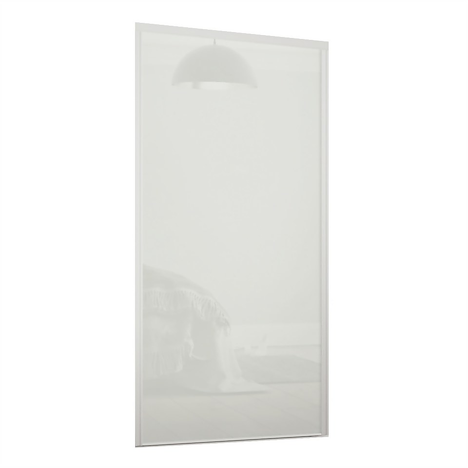 Loft Sliding Wardrobe Door Arctic White Glass with Silver Frame (W)610mm