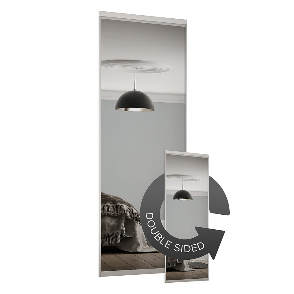 Duo Sliding Wardrobe Door Mirror with Aluminium Frame (W)914mm