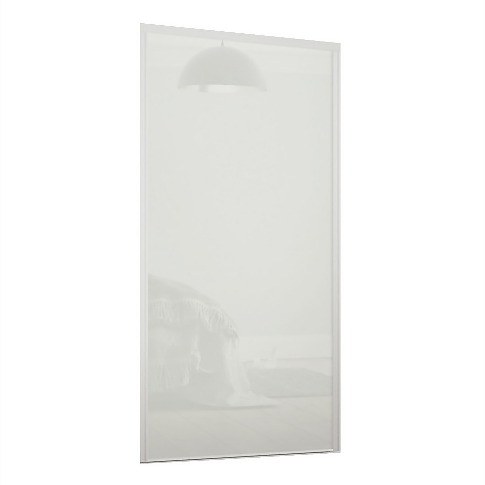 Loft Sliding Wardrobe Door Arctic White Glass with Silver Frame (W)762mm