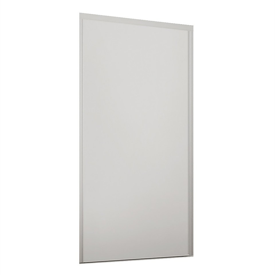 Loft Sliding Wardrobe Door White Panel with White Wood Effect Frame (W)610mm