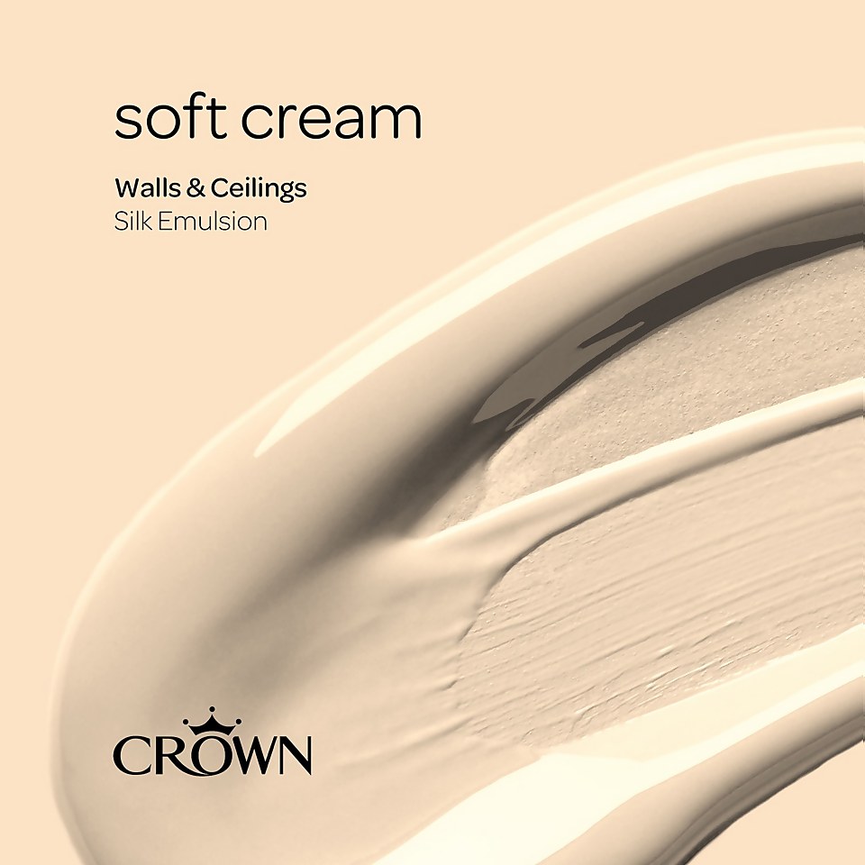 Crown Walls & Ceilings Silk Emulsion Paint Soft Cream - 5L