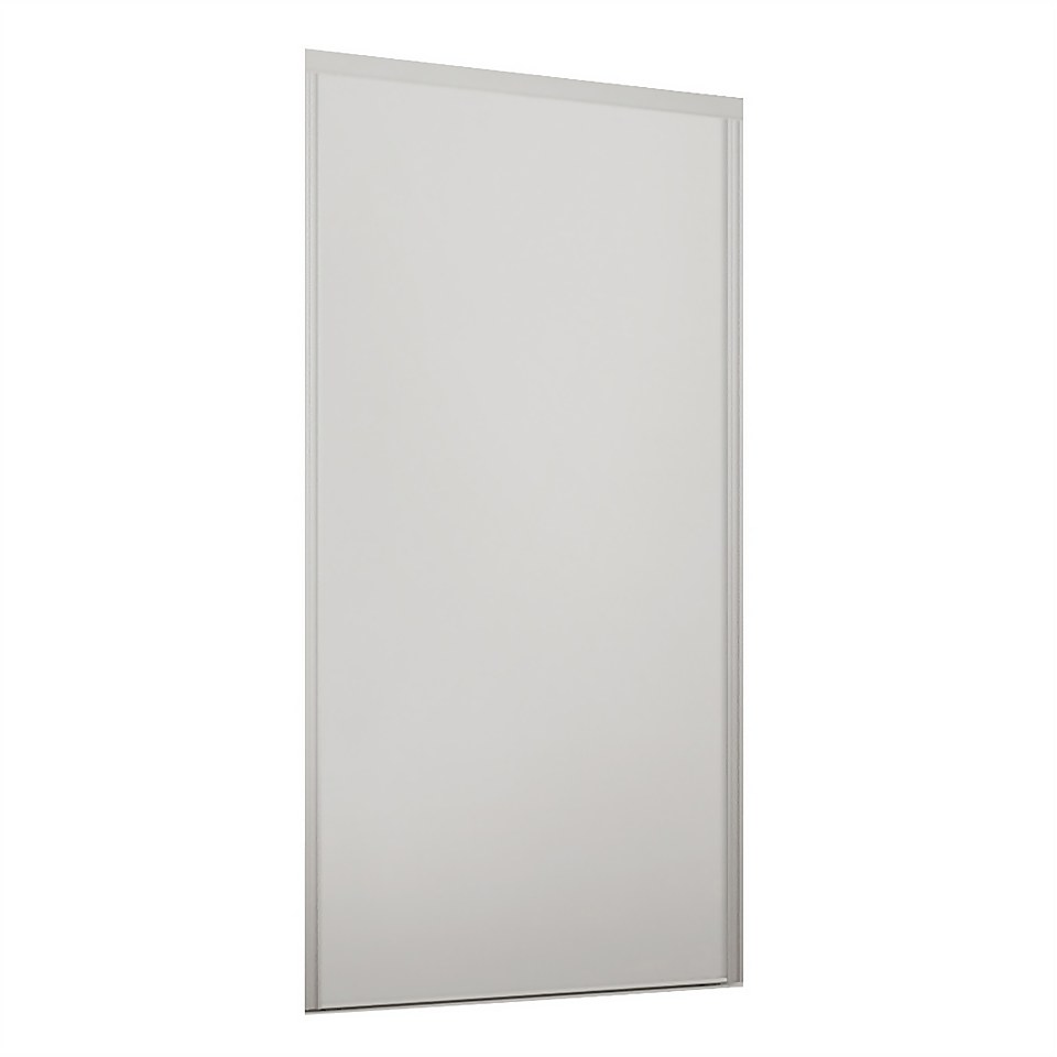 Loft Sliding Wardrobe Door White Panel with White Wood Effect Frame (W)914mm