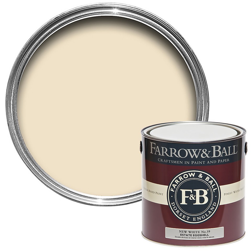 Farrow & Ball Estate Eggshell Paint New White No.59 - 2.5L