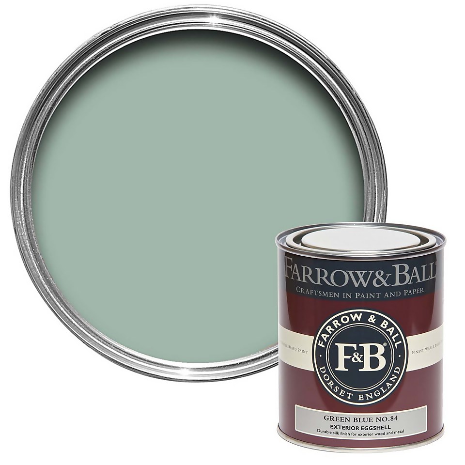 Farrow & Ball Exterior Eggshell Paint Green Blue No.84 - 750ml