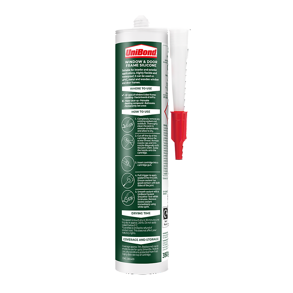 UniBond Window and Door Frame Outdoor Sealant Brown Cartridge 392g