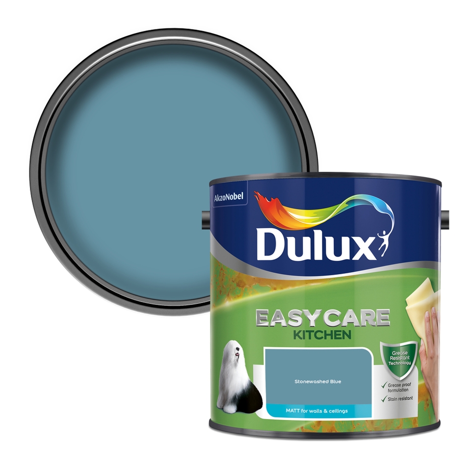 Dulux Easycare Kitchen Stonewashed Blue Matt Paint 2.5L Homebase