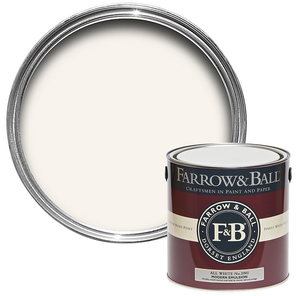 Farrow & Ball Modern Matt Emulsion Paint All White - 2.5L