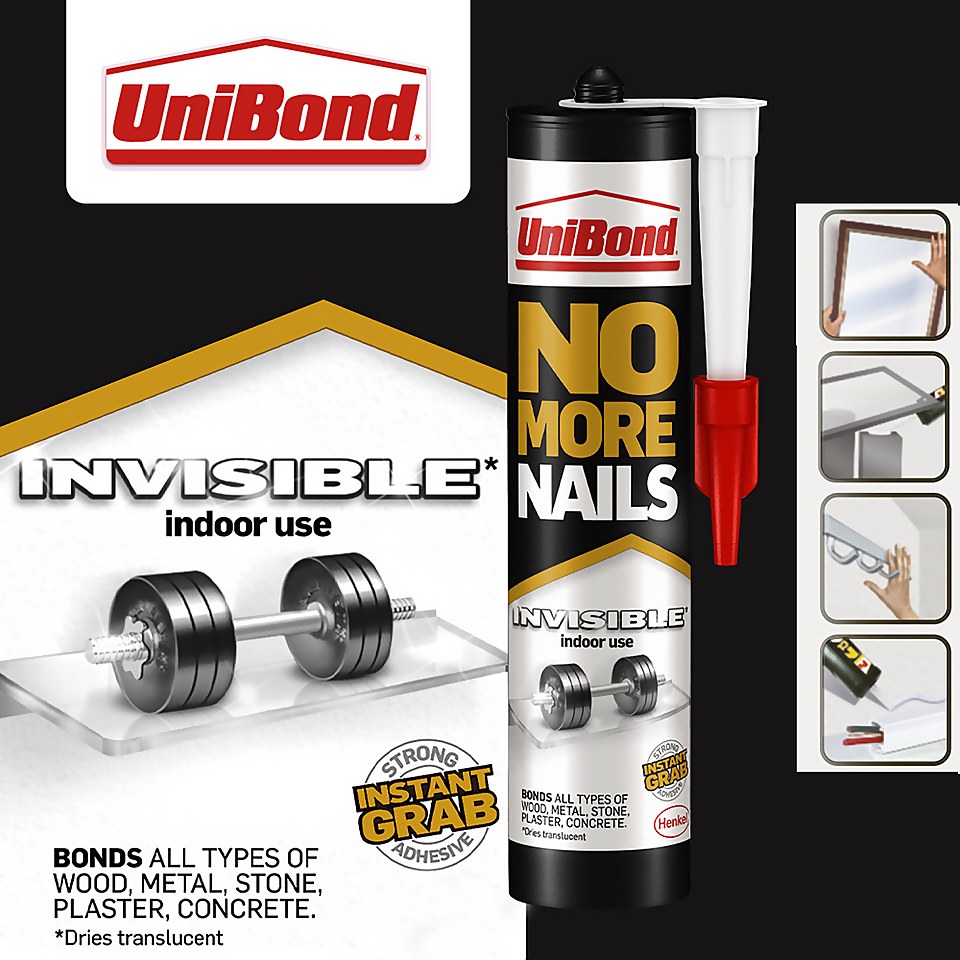 UniBond No More Nails Invisible Grab Adhesive Cartridge 285g