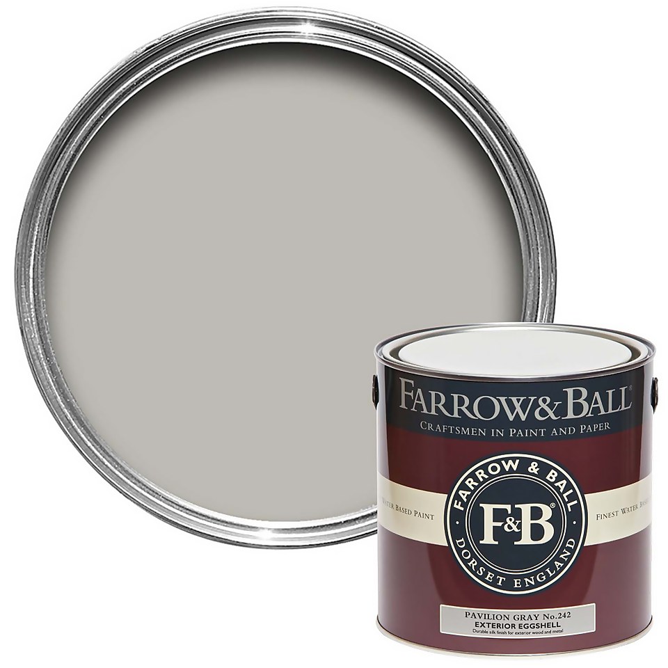 Farrow & Ball Exterior Eggshell Paint Pavilion Gray No.242 - 2.5L